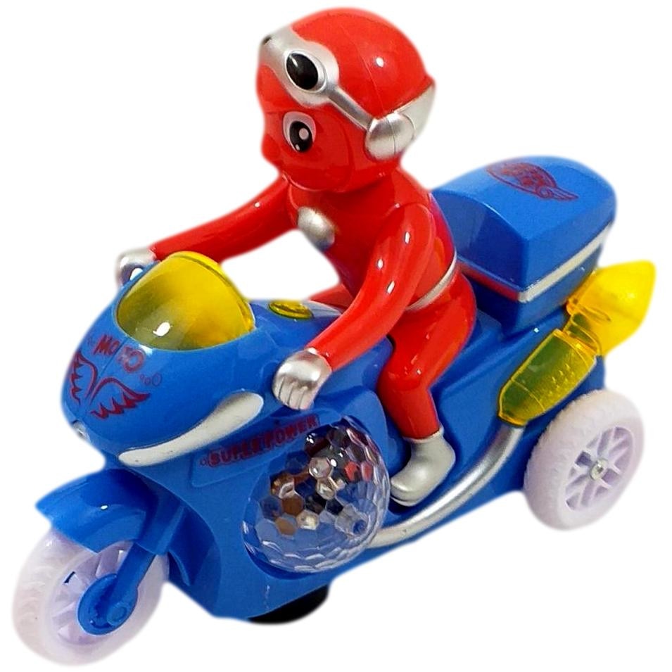 Motocicleta pentru copii cu sunete si intoarceri la 360 grade, Holograma 3D Colorata, Albastru