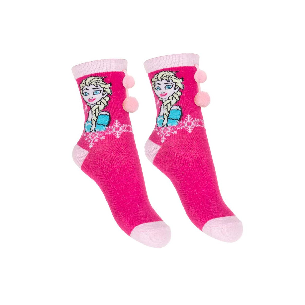 Sosete fete, Frozen, cu ciucurei, roz
