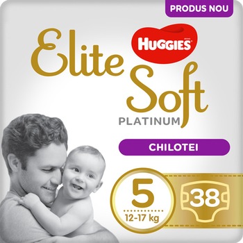 Scutece chilotel Huggies Elite Soft Pants Platinum 5, 12-17 kg, 38 buc