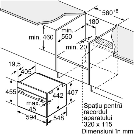 Cuptor incorporabil Bosch CDG634AS0, Electric, 38 l, Clasa A, Functie aburi, SoftClose, CoolDoor, Display, Inox