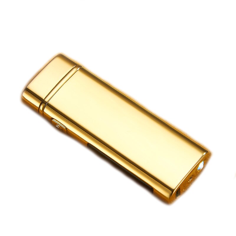 Bricheta MBrands electronica dublu arc cu lanterna , Fara Gaz , incarcare USB, auriu