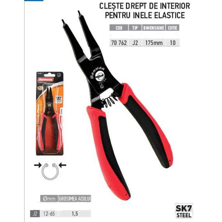 Cleste drept cu prindere interioara, 175mm, Benman - eMAG.ro