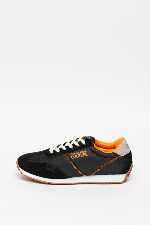 Versace Jeans Couture, Спортни обувки Spyder от кожа текстил, Черен/Оранжев, 43
