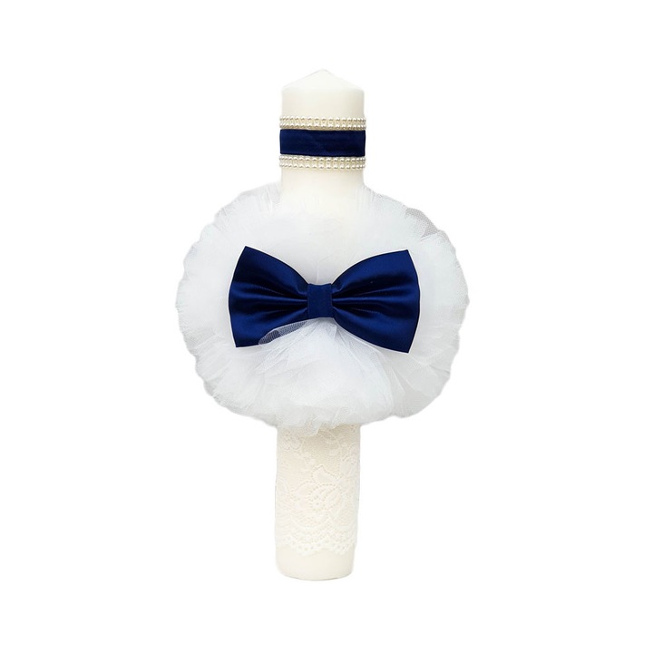 Lumanare botez alba-bleumarin