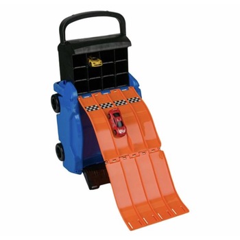 Pista cu garaj in valiza cu 2 masinute , se pot lansa 4 masini , din plastic, pentru copii , ATS + 3 ani Pista cu garaj in valiza cu 2 masinute , se pot lansa 4 masini , din plastic, pentru copii , ATS + 3 ani