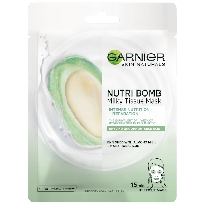 Garnier Skin Naturals Nutribomb Milky Almond Textil Maszk, 28g