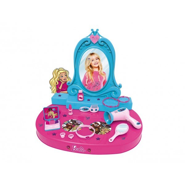 Set de make-up Brabie cu oglinda, uscator de par, parfum, perie de par si alte accesorii pentru fete, ATS + 3 ani