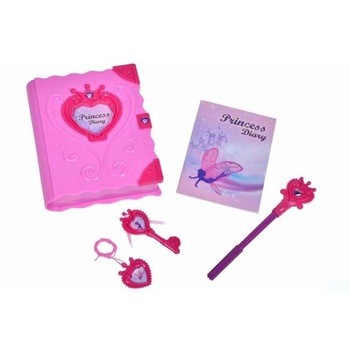 Set cu agenda magica cu cheie si pix de printesa, de culoare roz, din plastic, pentru fete, ATS + 3 ani Set cu agenda magica cu cheie si pix de printesa, de culoare roz, din plastic, pentru fete, ATS + 3 ani