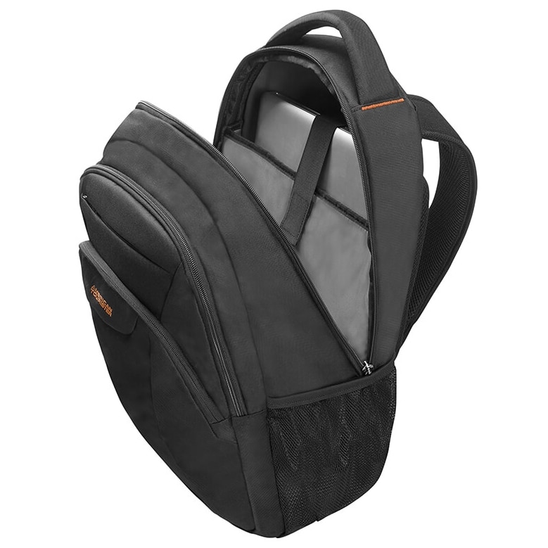 Rucsac laptop, American Tourister, Poliester, 14.1", Negru/Portocaliu
