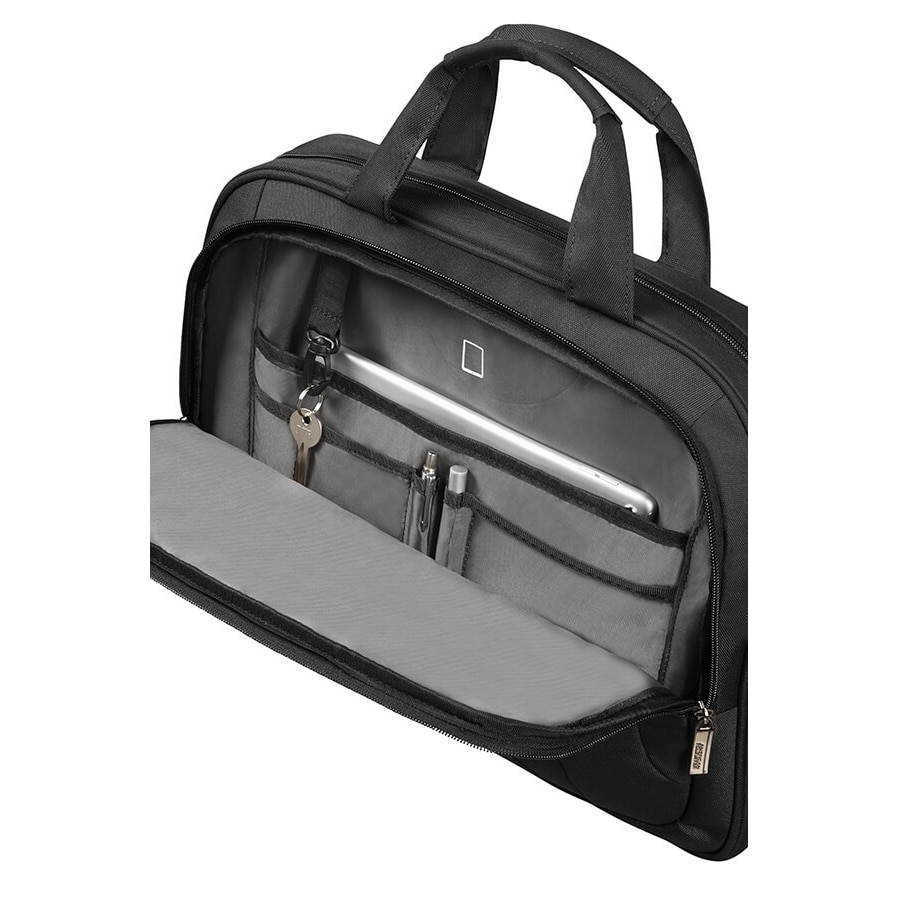 Geanta laptop, AMERICAN TOURISTER, 15.6", Negru/Portocaliu