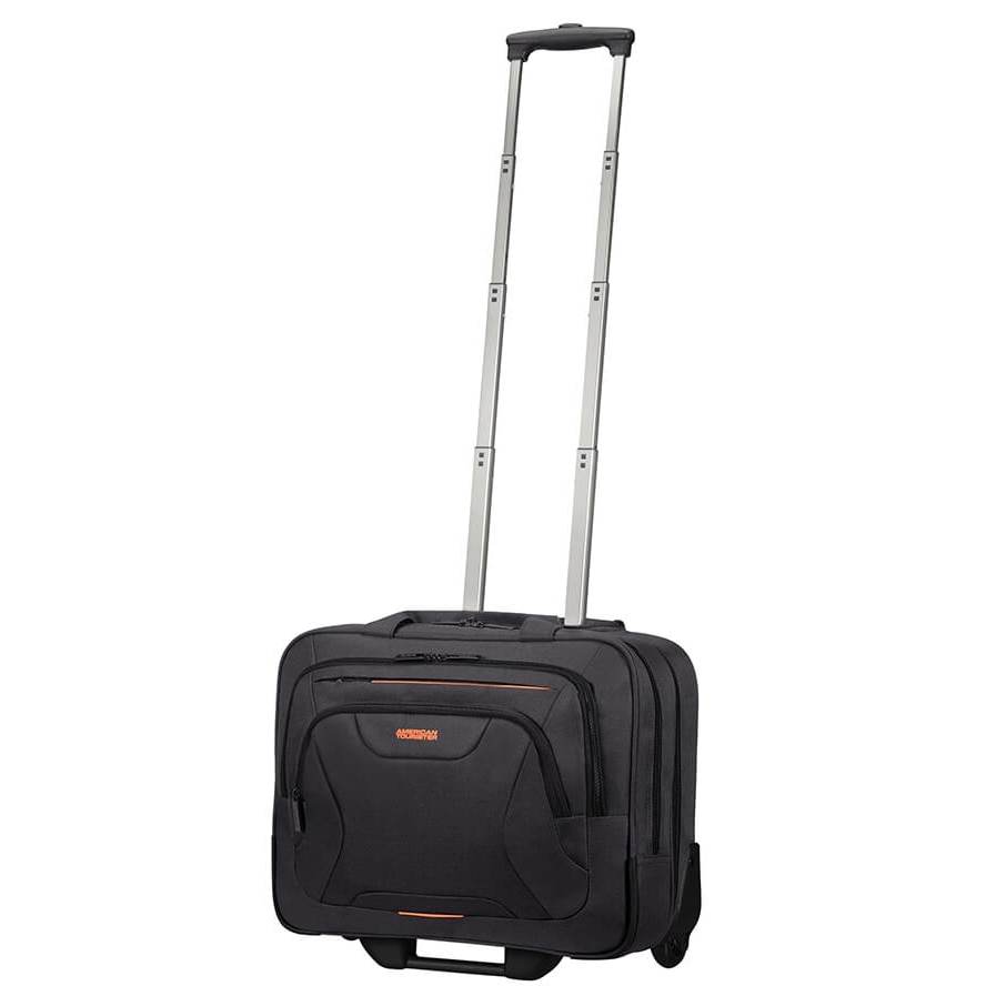 Troler cabina, American Tourister, Poliester, 38x44x23 cm, Negru/Portocaliu