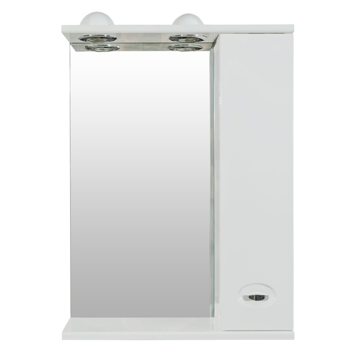 Oglinda de baie cu dulap Conect, 50 cm, iluminare LED, Alb