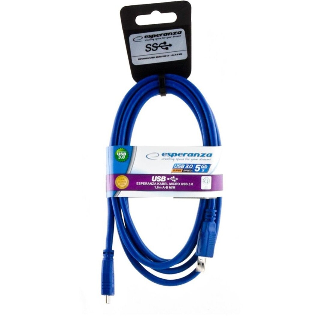 Cablu microUSB 3.0 SS Esperanza EB163, albastru, 3m
