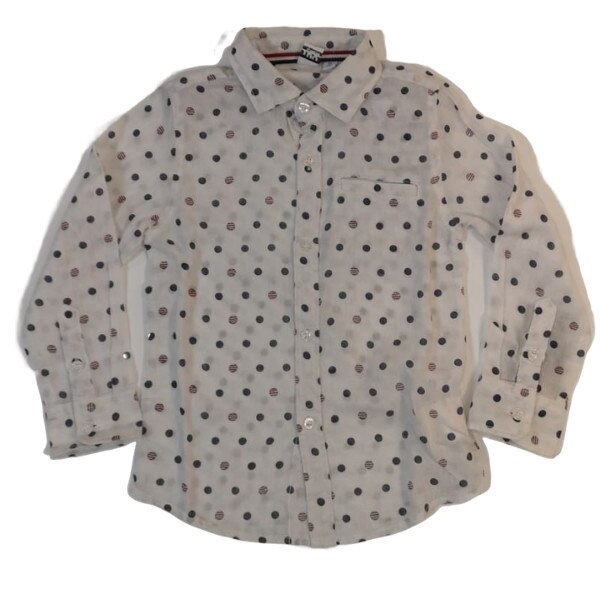 Camasa baiat Ido, cu buline, Ivoire, Alb cu buline, 98 CM