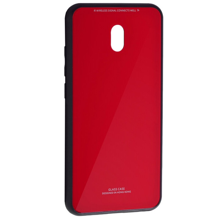 Предпазен гръб Forcell Glass Case за Xiaomi Redmi 8A, Червен/Черен
