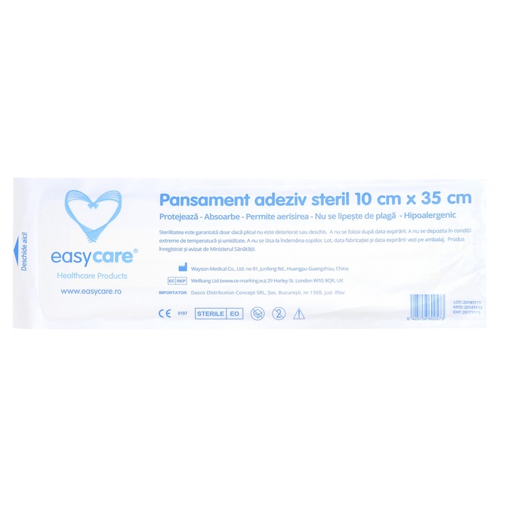 EASYCARE steril ragtapasz nedvszívó párnával, 10cm x 35cm