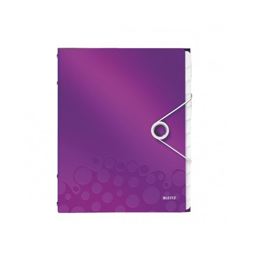 Mapa cu separatoare Leitz WOW, PP, 12 separatoare, mov metalizat