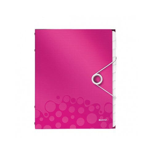 Mapa cu separatoare Leitz WOW, PP, 12 separatoare, roz metalizat