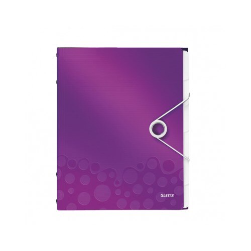 Mapa cu separatoare Leitz WOW, PP, 6 separatoare, mov metalizat