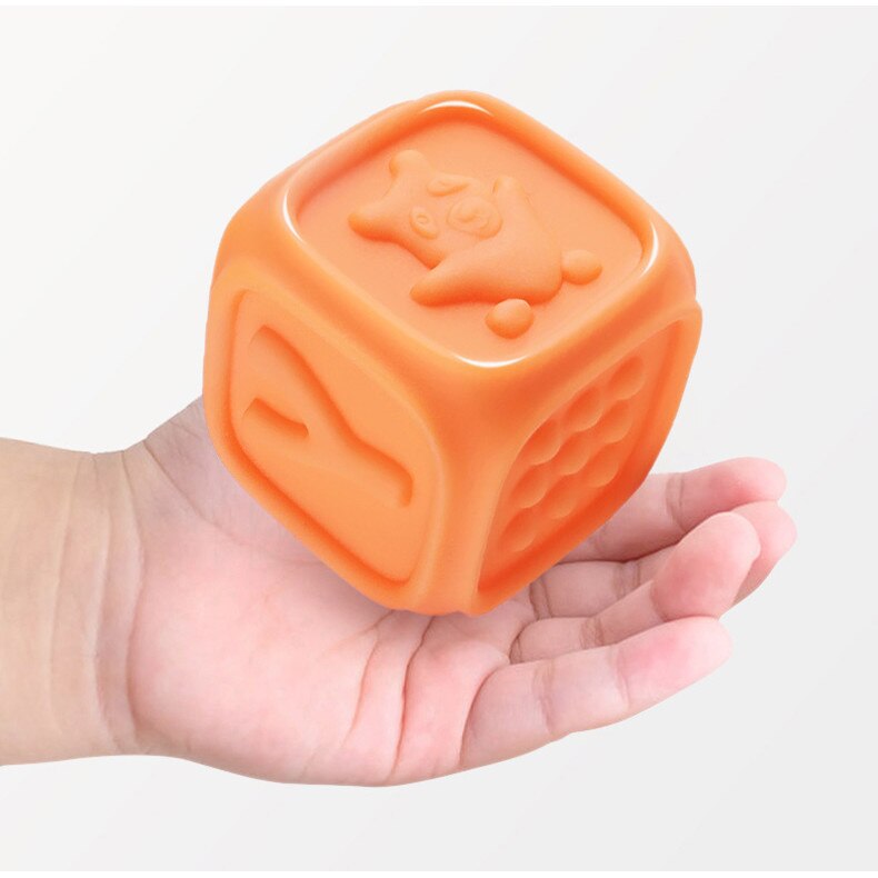 Set 10 cuburi educative din silicon, cu modele 3D, pentru dentitia ...