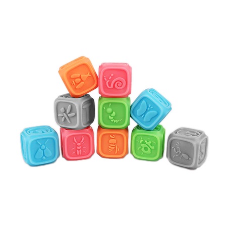 Set 10 cuburi educative din silicon, cu modele 3D, pentru dentitia ...