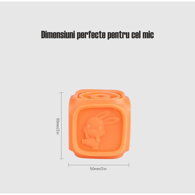 Set 10 cuburi educative din silicon, cu modele 3D, pentru dentitia ...