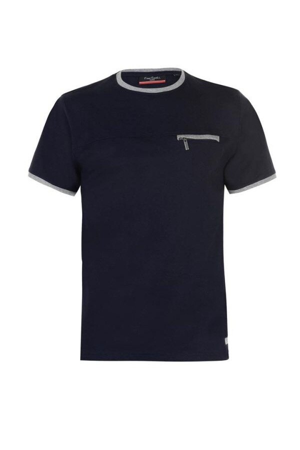 Tricou Pierre Cardin Zip Pocket, Bumbac, Albastru inchis, M
