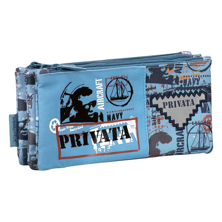 Ученически несесер Sportandem Navy, с 2 ципа и 3 отделения