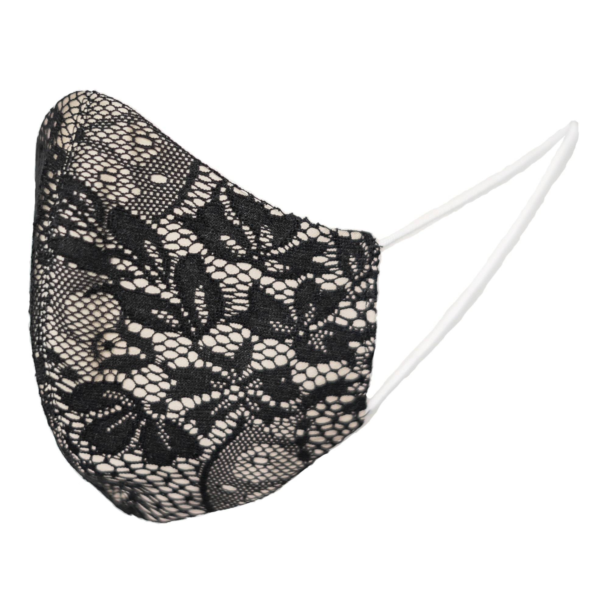 Masca protectie faciala reutilizabila, fashion, Emily G, cu dantela neagra