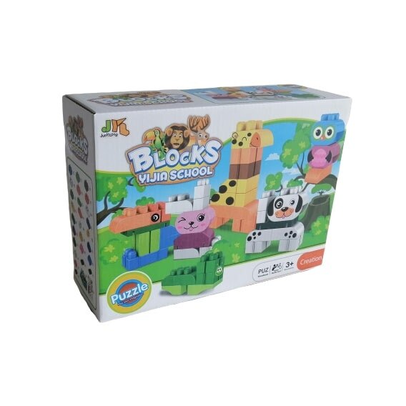 Joc de constructie, FamousKids, 48 piese, cuburi mari, compatibile duplo