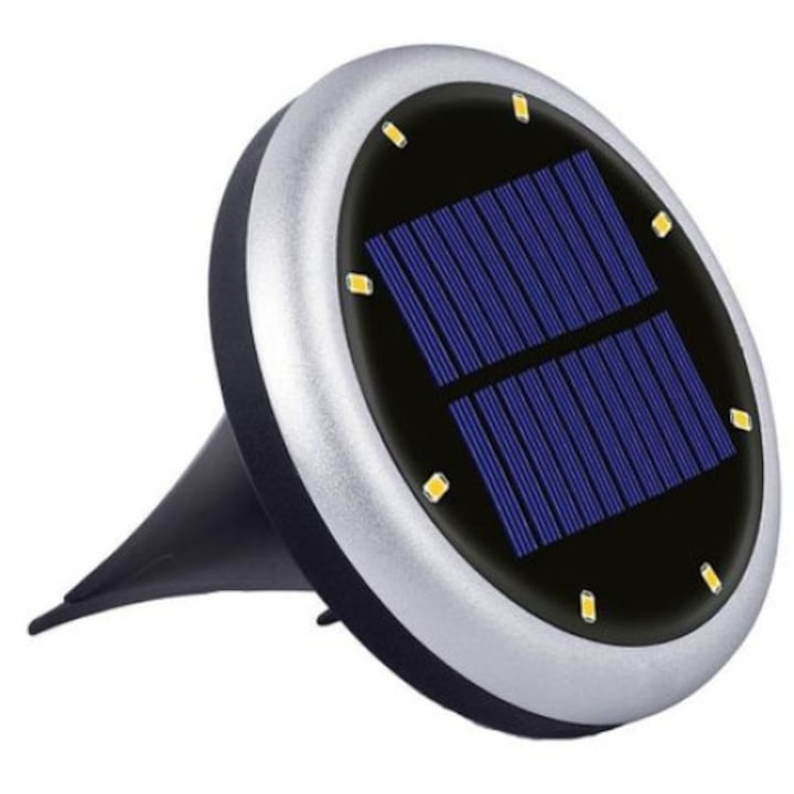 Соларна лампа Automat, с 8 LED крушки, Водоустойчива, Светлинен сензор, 600 mAh, Черен
