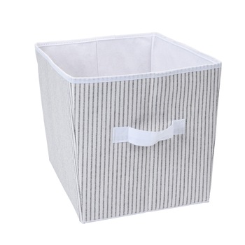 Cutie organizare, din bumbac si poliester, Alba cu dungi Gri, 39x30x24 cm Cutie organizare, din bumbac si poliester, Alba cu dungi Gri, 39x30x24 cm
