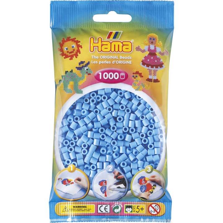 Мъниста за нареждане HAMA, пакет 1 000 бр., Пастелно синьо