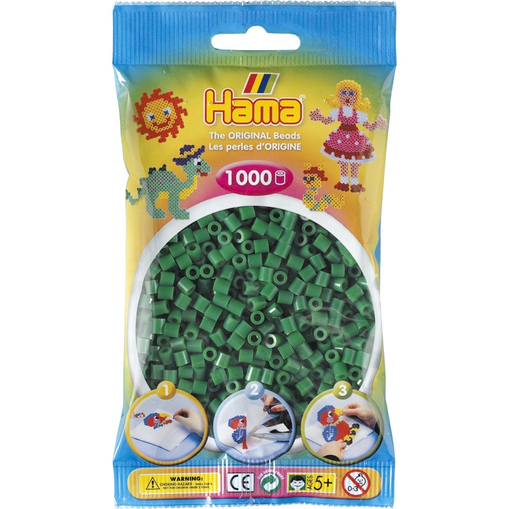 Мъниста за нареждане HAMA, пакет 1 000 бр., Зелено