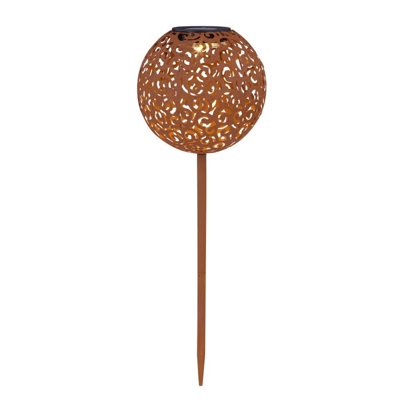 Lampa solara tip glob, Globo Lighting, LED 0.06 W, perforatii efecte florale, diametru 18.5 cm, maro