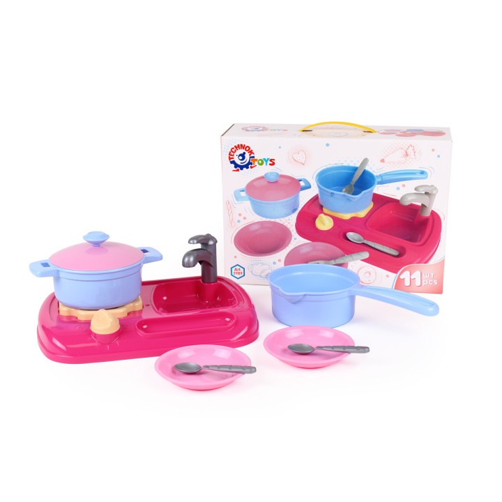 Кухненски плот и съдове Technok Toys, 11 части, 29х20х5 см