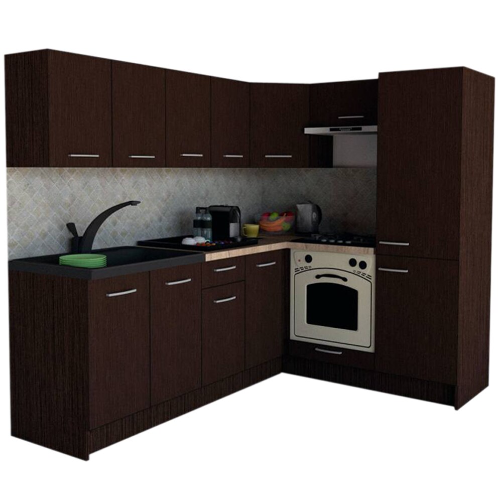 Set Bucatarie de Colt GENA NEW 5 DR. 170-220, Genarom, Cu Corp de Cuptor, Wenge / Decor 8548