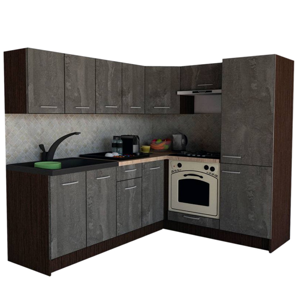 Set Bucatarie de Colt GENA NEW 5 DR. 170-220, Genarom, Cu Corp de Cuptor, Wenge / Decor K352