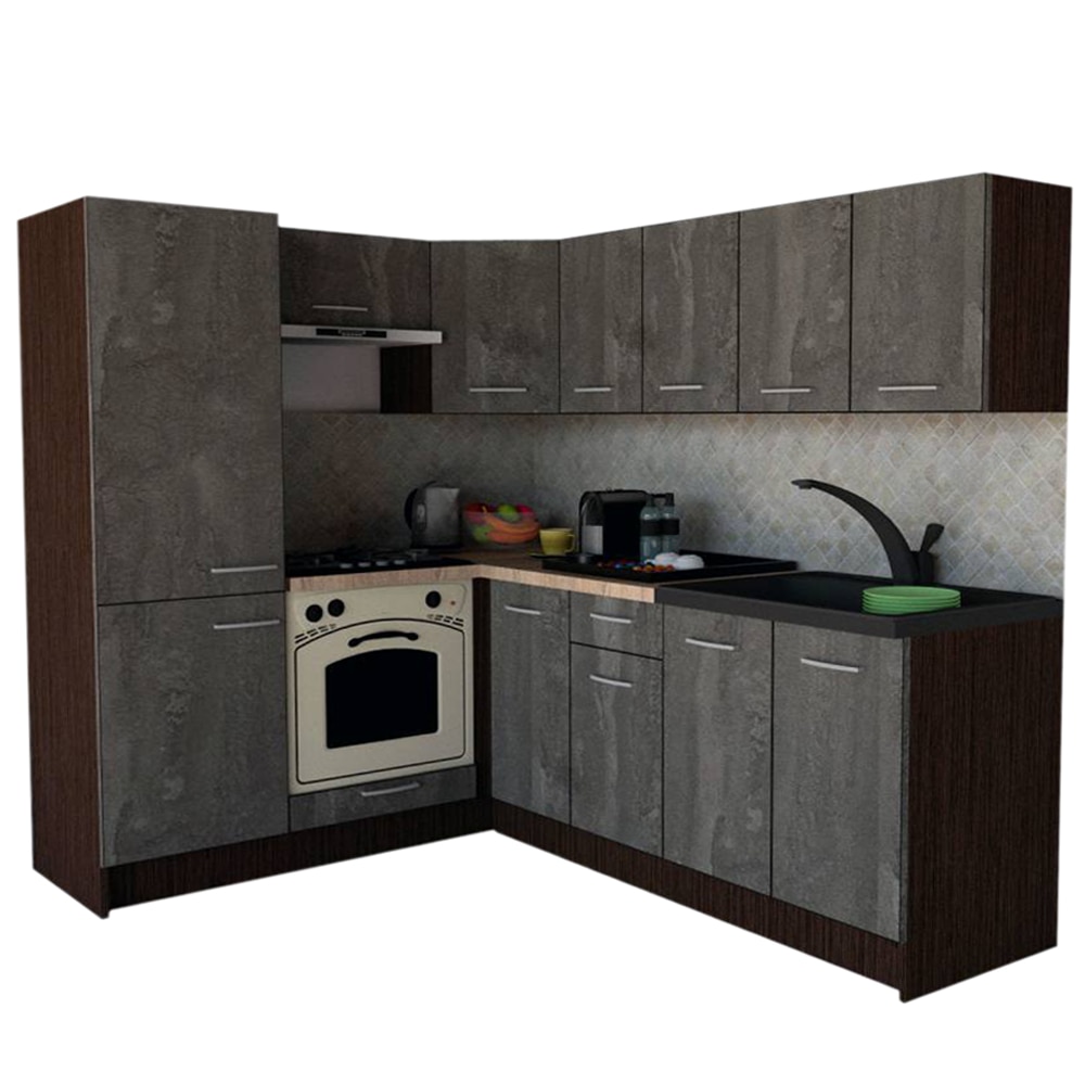 Set Bucatarie de Colt GENA NEW 5 ST. 170-220, Genarom, Cu Corp de Cuptor, Wenge / Decor K352