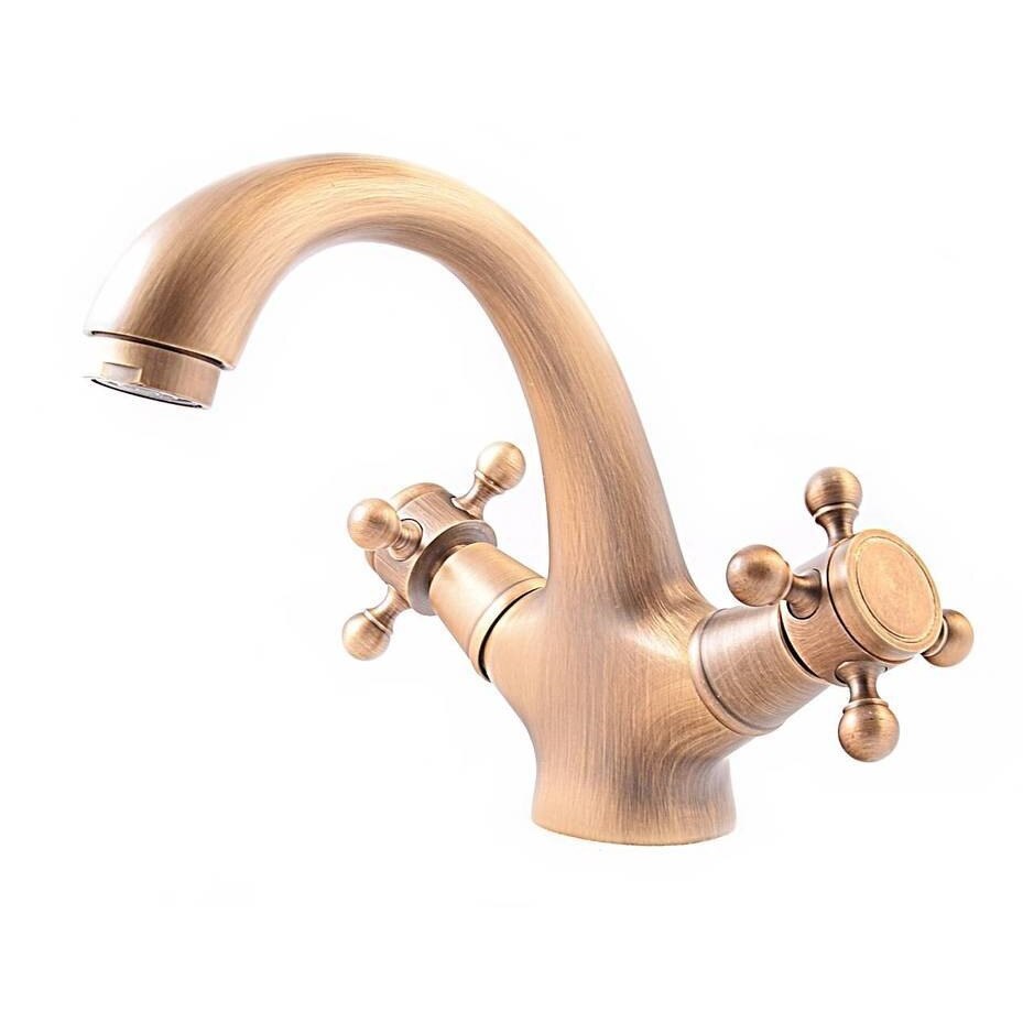 Baterie baie pentru lavoar stil Retro aspect antichizat culoare bronz dubla comanda