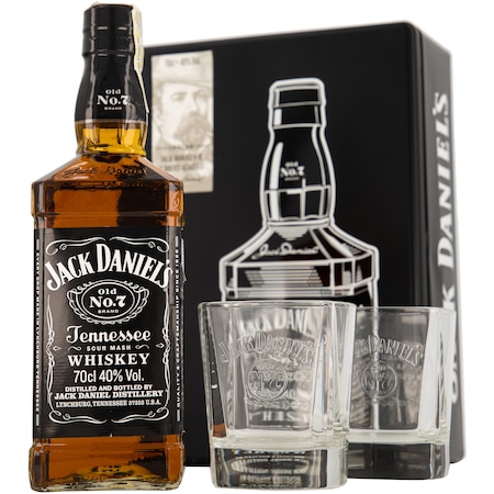 Whiskey Jack Daniel’s Old No 7, cu 2 pahare, 40%, 0.7l