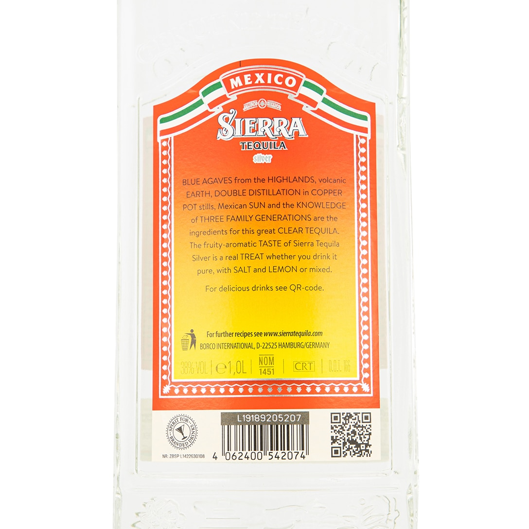 Tequila Sierra Tequila Silver, 38%, 1l