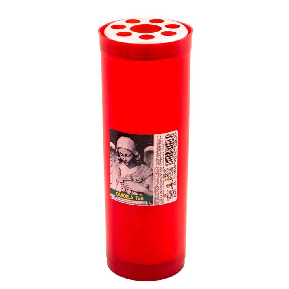 Candela Parafina T51 cu Capac, Timp Ardere 84 h, 190x65 mm, Culoare Rosie