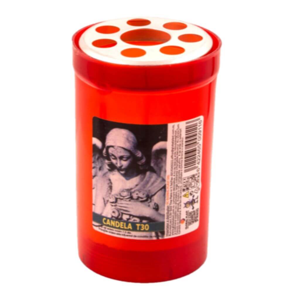 Candela Parafina cu Capac, Timp Ardere 36 h, 100x65 mm, Culoare Rosie