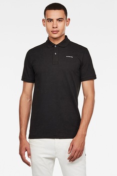 G-Star RAW, Tricou polo cu broderie logo, Negru/Alb, XL G-Star RAW, Tricou polo cu broderie logo, Negru/Alb, XL
