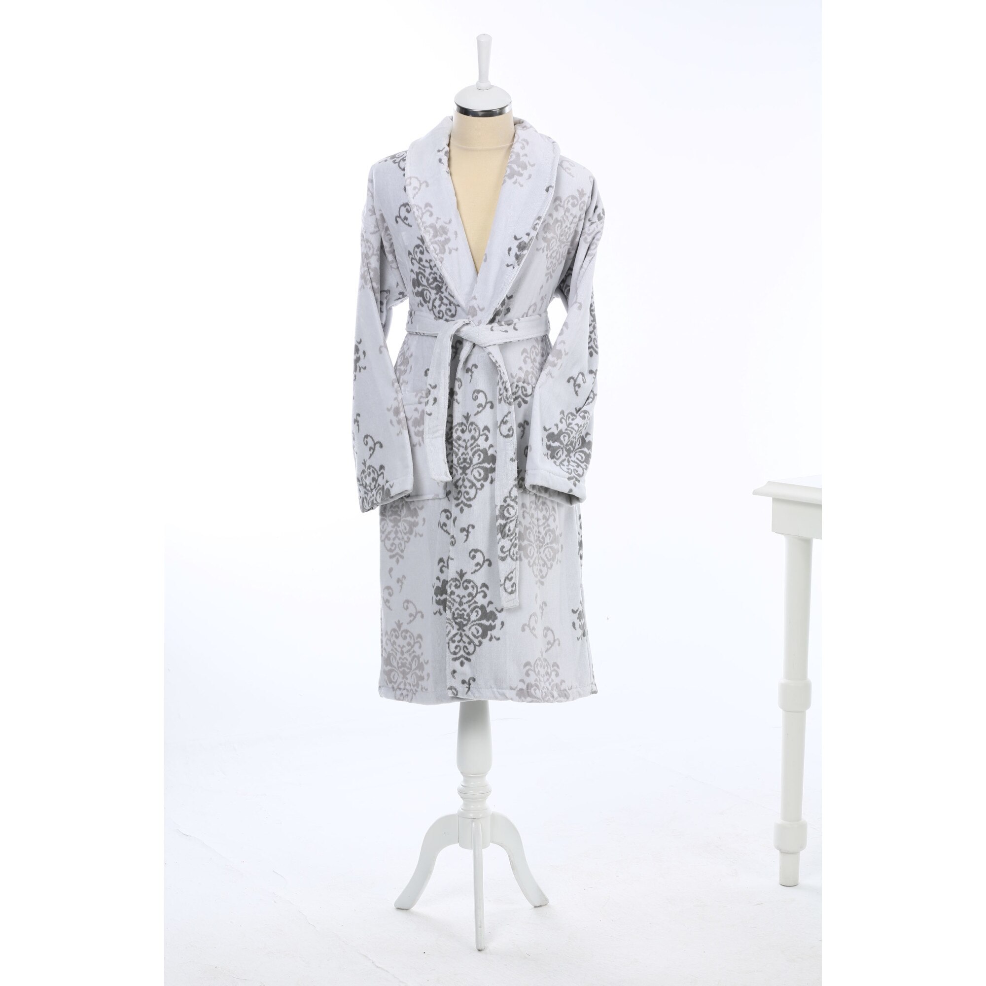 Halat de Baie Emily , marime S , culoare crem + gri