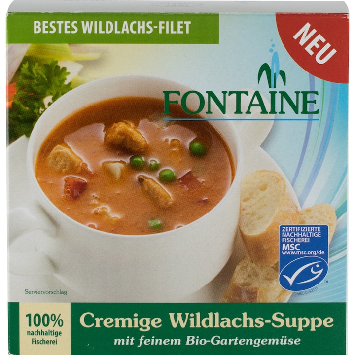 Supa crema de somon salbatic cu legume fine de gradina, bio, Fontaine 400ml