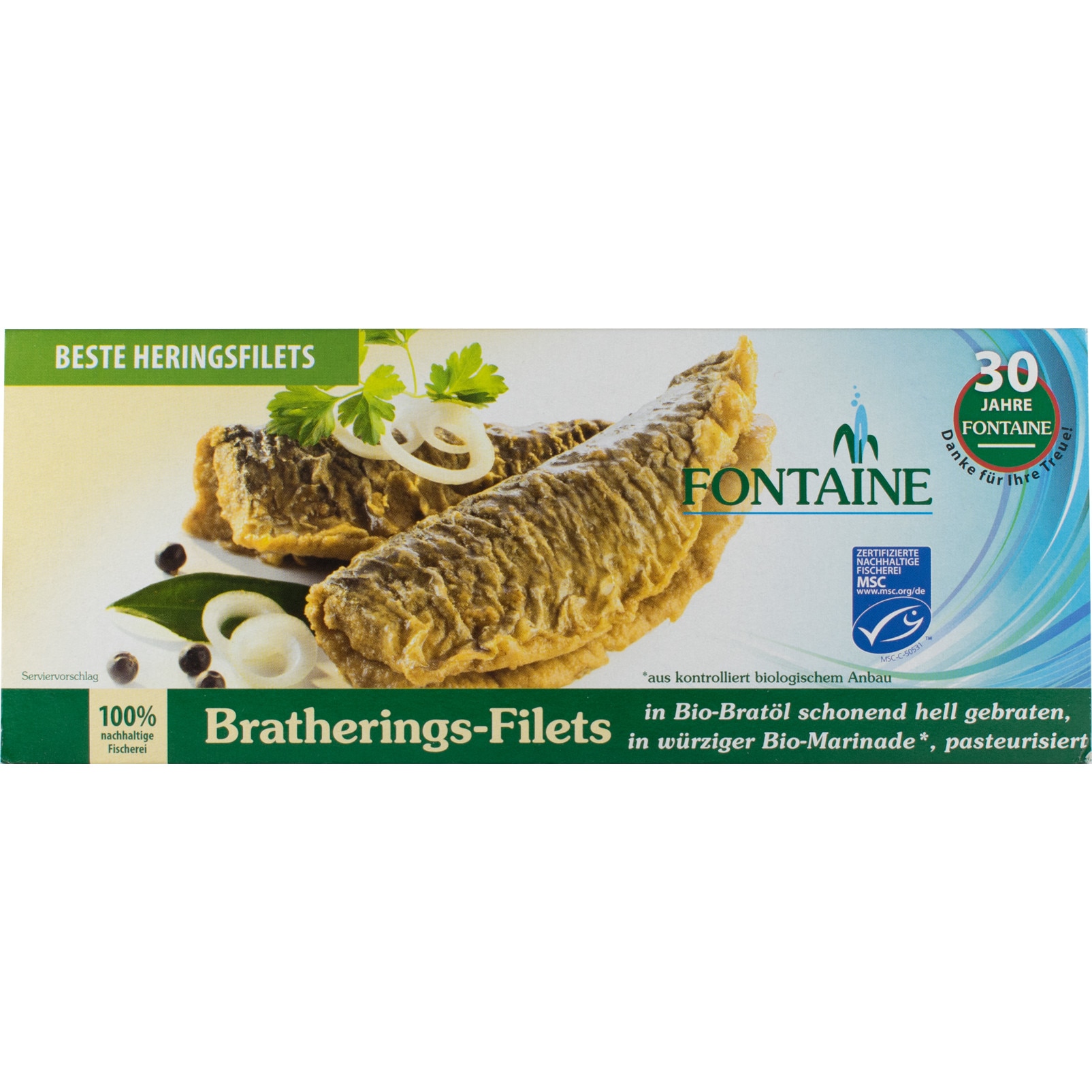 File de hering prajit, in marinada bio, Fontaine 325g