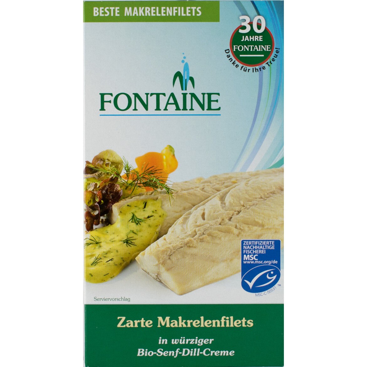 File de macrou fraged in sos picant de mustar bio, Fontaine 200g