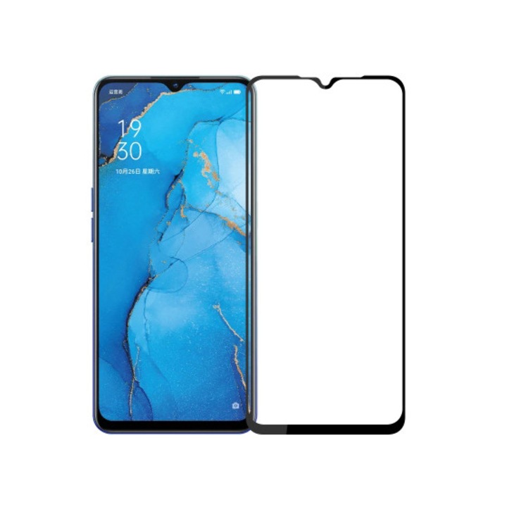 Стъклен протектор Kribo, Съвместим с Oppo Reno 3, Черен